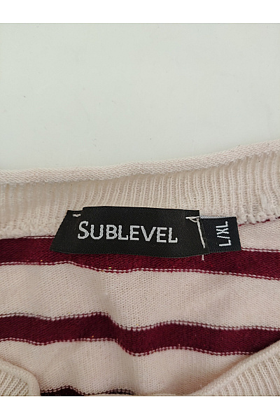 Sublevel Béžové pruhované bavlněné tričko s dlouhým rukávem a kulatým výstřihem Velikost L/XL | Sublevel | obrázek 6