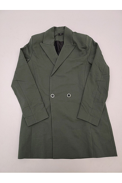 MOE Dámské Khaki Bavlněné Dvouřadé Sako Elegantní Business Vel. M