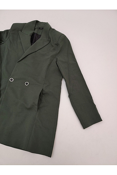 MOE Dámské khaki bavlněné dvouřadé sako elegantní business Vel. M | MOE | obrázek 2