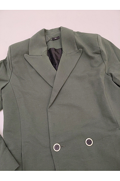 MOE Dámské khaki bavlněné dvouřadé sako elegantní business Vel. M | MOE | obrázek 3