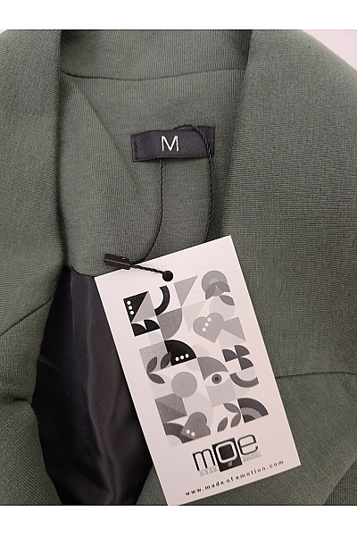 MOE Dámské khaki bavlněné dvouřadé sako elegantní business Vel. M | MOE | obrázek 4