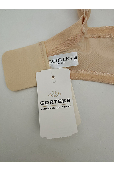 GORTEKS Béžová hladká kosticová podprsenka s ozdobnými ramínky Velikost EU 75I | GORTEKS | obrázek 10