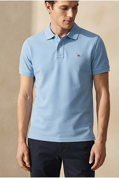 GANT Bavlněné Modré Pánské Polo Tričko S Krátkým Rukávem Vel. M