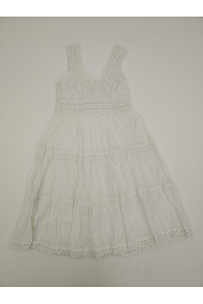 Bílé bavlněné boho letní šaty na ramínka midi Vel. XS | Unimoda | obrázek 2