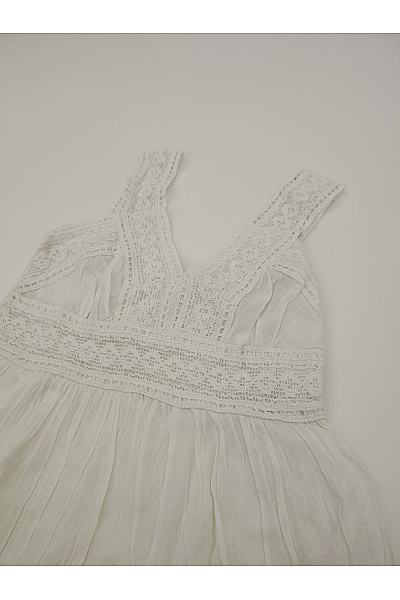 Bílé bavlněné boho letní šaty na ramínka midi Vel. XS | Unimoda | obrázek 4