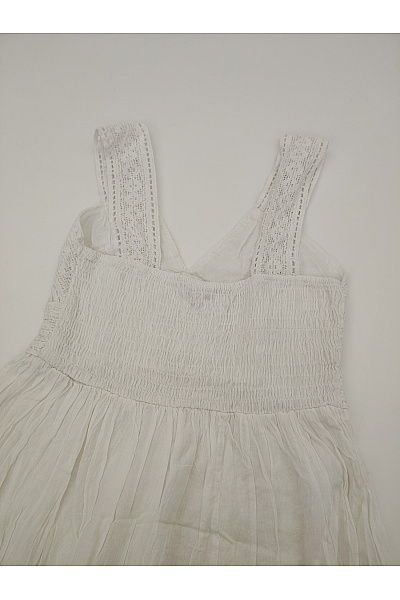 Bílé bavlněné boho letní šaty na ramínka midi Vel. XS | Unimoda | obrázek 8