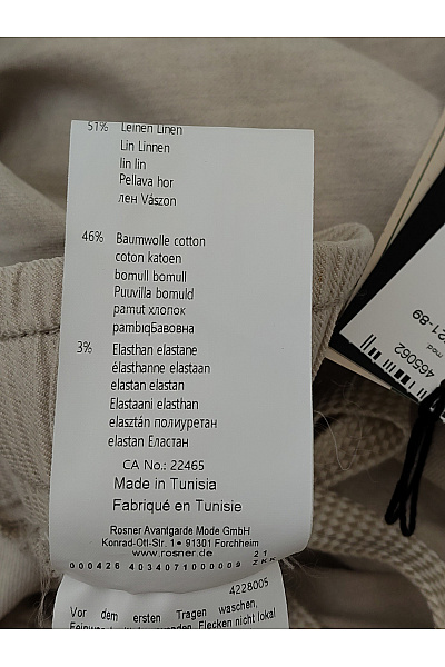 Rosner Béžové lněné cargo kalhoty s kapsami Vel. DE 44L28 | rosner | obrázek 7