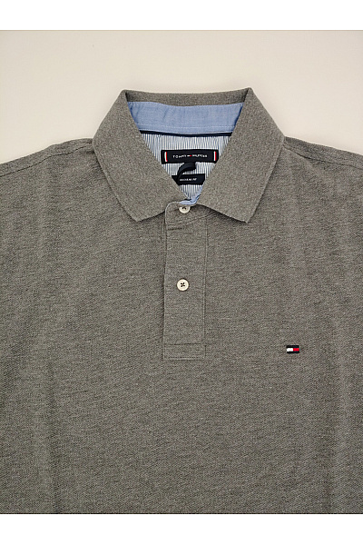 TOMMY HILFIGER Pánské šedé bavlněné polo tričko s krátkým rukávem Vel. L | TOMMY HILFIGER | obrázek 3