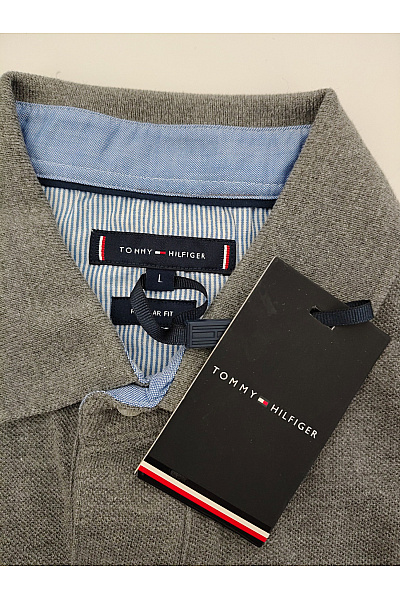 TOMMY HILFIGER Pánské šedé bavlněné polo tričko s krátkým rukávem Vel. L | TOMMY HILFIGER | obrázek 7