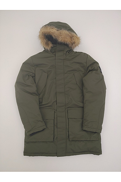 JACK & JONES Pánská zimní parka s kapucí a kožíškem khaki Vel. L | JACK & JONES | obrázek 2