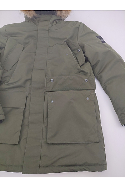 JACK & JONES Pánská zimní parka s kapucí a kožíškem khaki Vel. L | JACK & JONES | obrázek 4