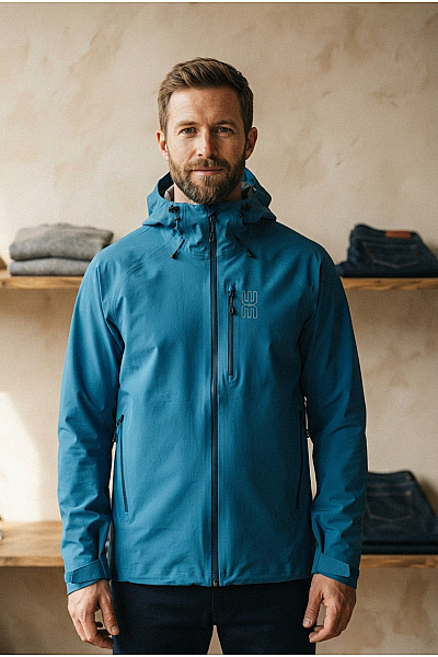 MAC Modrá Pánská Sportovní Outdoorová Bunda S Kapucí Na Hory Velikost DE 54