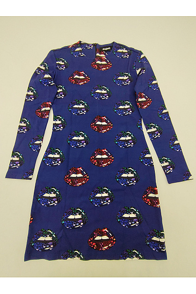 DESIGUAL Modré mini šaty s dlouhým rukávem a potiskem rtů Vel. EU M | DESIGUAL | obrázek 2