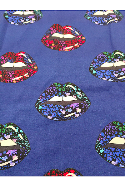 DESIGUAL Modré mini šaty s dlouhým rukávem a potiskem rtů Vel. EU M | DESIGUAL | obrázek 4