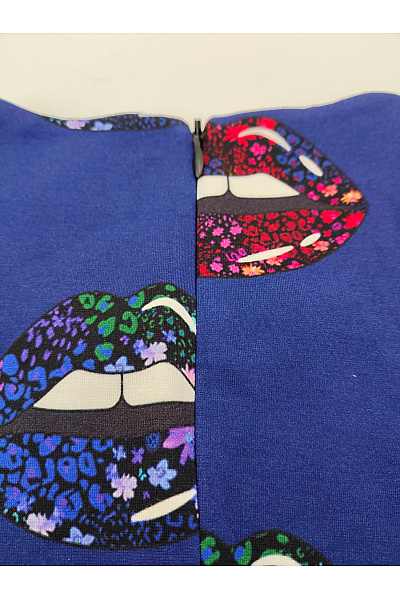 DESIGUAL Modré mini šaty s dlouhým rukávem a potiskem rtů Vel. EU M | DESIGUAL | obrázek 8