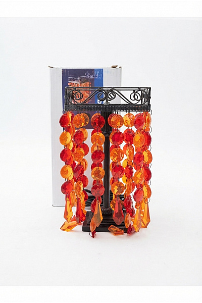 Červená Stolní Lampa S Krystaly čtvercová