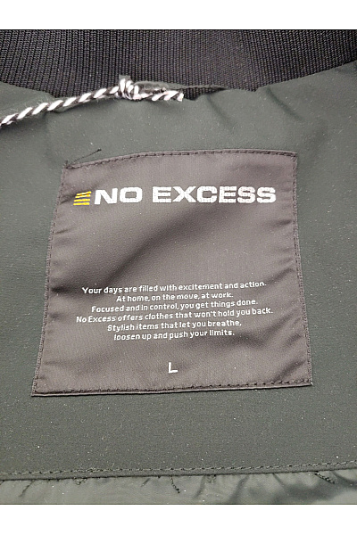 NO EXCESS Černá prošívaná přechodová bunda s kapucí se zipem Velikost L | NO EXCESS | obrázek 7