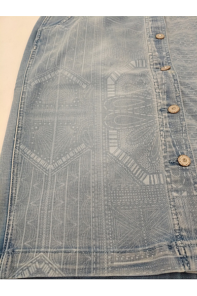 DESIGUAL Modrá bavlněná džínová sukně s knoflíky a potiskem Vel. EU 34 | DESIGUAL | obrázek 3