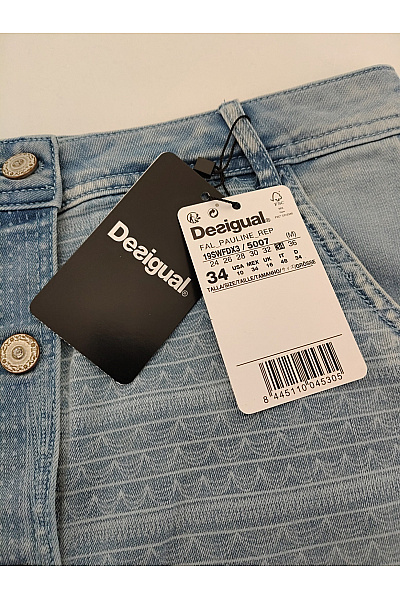 DESIGUAL Modrá bavlněná džínová sukně s knoflíky a potiskem Vel. EU 34 | DESIGUAL | obrázek 6