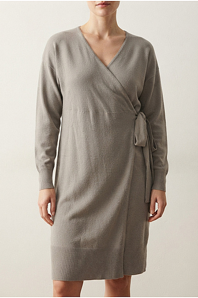 Mama Licious Khaki Zavinovací Pletené Midi šaty S Dlouhým Rukávem Velikost XL