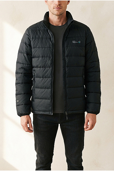 Jack Wolfskin Černá Pánská Prošívaná Zateplená Bunda Se Zipem