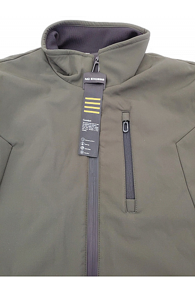 NO EXCESS Pánská khaki softshellová bunda se zipem Velikost L | NO EXCESS | obrázek 5