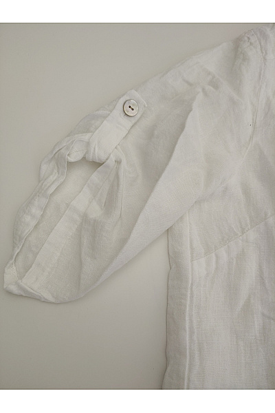 MADE IN ITALY Bílá lněná košilová tunika s krátkým rukávem | MADE IN ITALY | obrázek 4