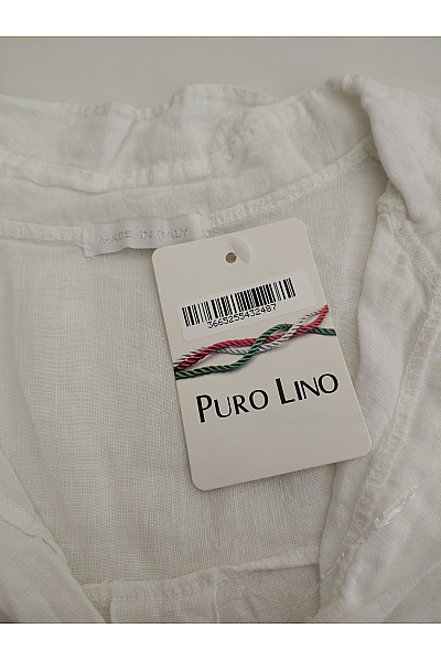 MADE IN ITALY Bílá lněná košilová tunika s krátkým rukávem | MADE IN ITALY | obrázek 6