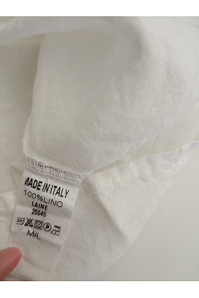 MADE IN ITALY Bílá lněná košilová tunika s krátkým rukávem | MADE IN ITALY | obrázek 7