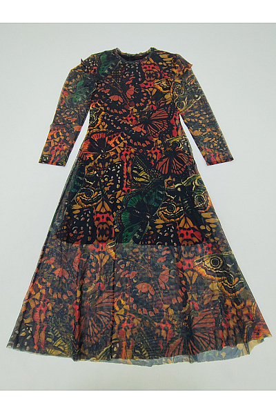 DESIGUAL Barevné maxi šaty s dlouhým rukávem motivem motýlů Velikost M | DESIGUAL | obrázek 2