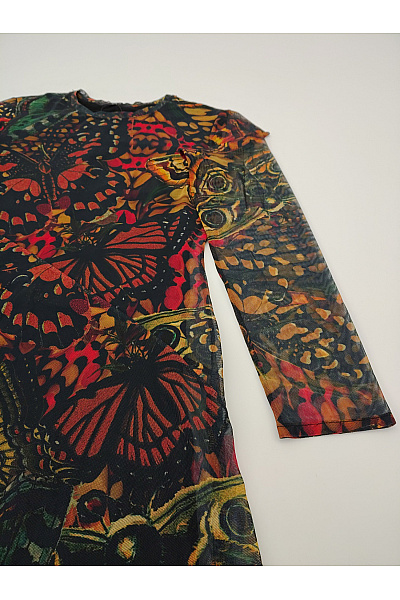 DESIGUAL Barevné maxi šaty s dlouhým rukávem motivem motýlů Velikost M | DESIGUAL | obrázek 4