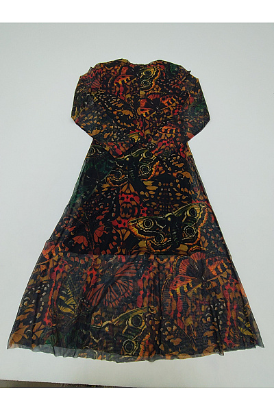 DESIGUAL Barevné maxi šaty s dlouhým rukávem motivem motýlů Velikost M | DESIGUAL | obrázek 7