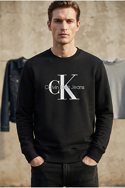 Calvin Klein Pánská Bavlněná Mikina S Dlouhým Rukávem Přes Hlavu Potiskem Vel. XL