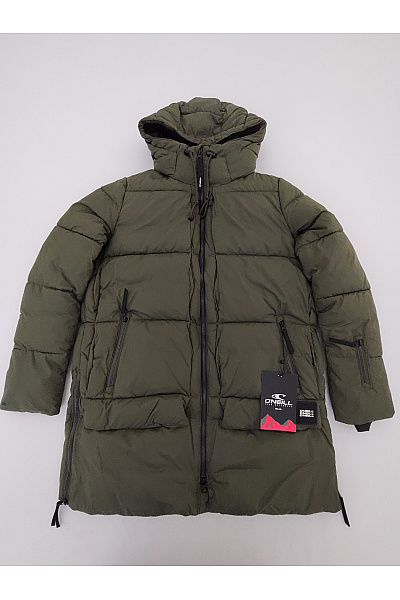 O'NEILL Dámská khaki prošívaná zimní dlouhá bunda s kapucí puffer Velikost L | O'NEILL | obrázek 2