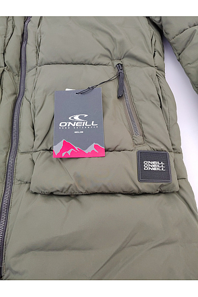O'NEILL Dámská khaki prošívaná zimní dlouhá bunda s kapucí puffer Velikost L | O'NEILL | obrázek 4