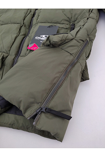 O'NEILL Dámská khaki prošívaná zimní dlouhá bunda s kapucí puffer Velikost L | O'NEILL | obrázek 6