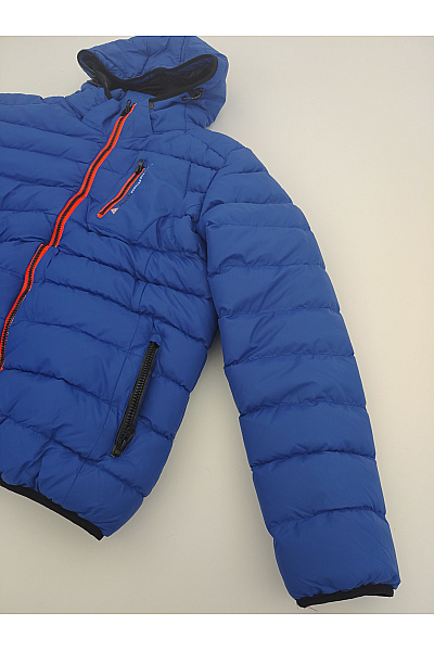 Peak mountain Modrá prošívaná sportovní bunda s kapucí se zipem | peak mountain | obrázek 3