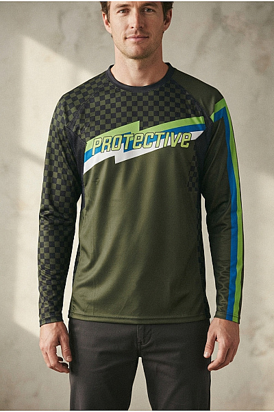 Protective Pánské Khaki Sportovní Tričko S Dlouhým Rukávem A Potiskem Velikost EU XL