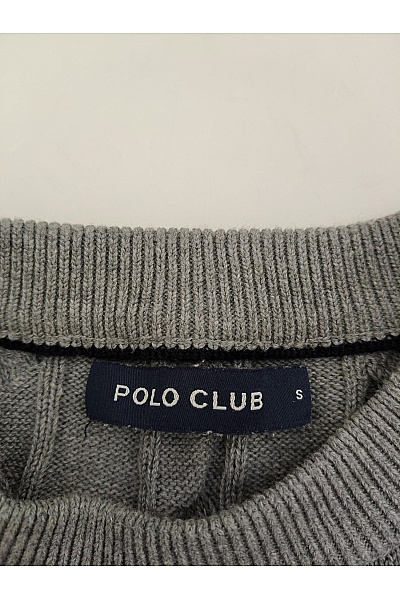 POLO CLUB Šedý pánský pletený pulovr s copánkovým vzorem Vel. S | POLO CLUB | obrázek 6