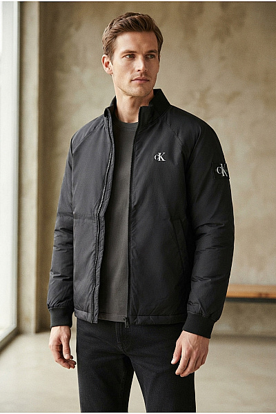 Calvin Klein Pánská černá Bomber Bunda Se Zipem Přechodová