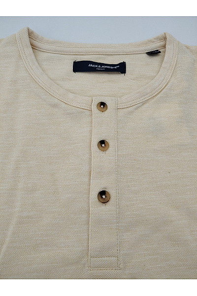 JACK & JONES Béžové bavlněné pánské tričko henley s dlouhým rukávem Vel. EU XL | JACK & JONES | obrázek 5