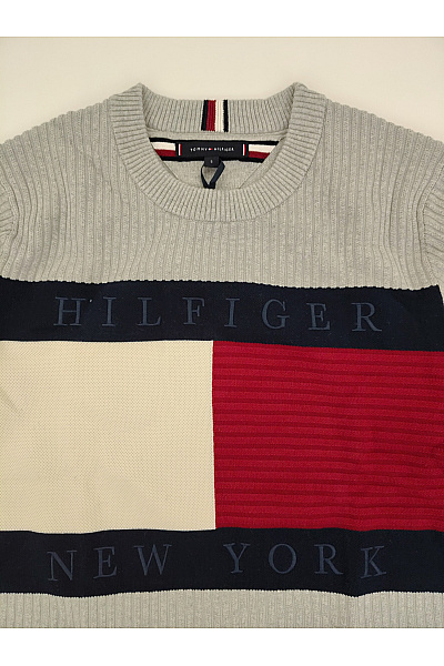 TOMMY HILFIGER Šedý pletený žebrovaný pulovr s dlouhým rukávem Vel. EU S | TOMMY HILFIGER | obrázek 4