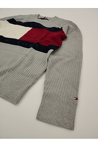 TOMMY HILFIGER Šedý pletený žebrovaný pulovr s dlouhým rukávem Vel. EU S | TOMMY HILFIGER | obrázek 5