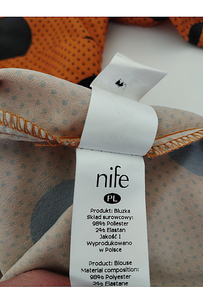 Nife Hnědá puntíkovaná halenka s krátkým rukávem a mašlí Velikost 42 | Nife | obrázek 3