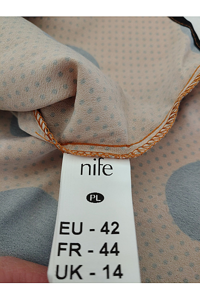 Nife Hnědá puntíkovaná halenka s krátkým rukávem a mašlí Velikost 42 | Nife | obrázek 8