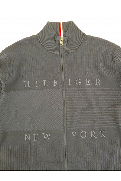 TOMMY HILFIGER Černý pletený žebrovaný pánský svetr na zip se stojáčkem Vel. XXL | TOMMY HILFIGER | obrázek 4