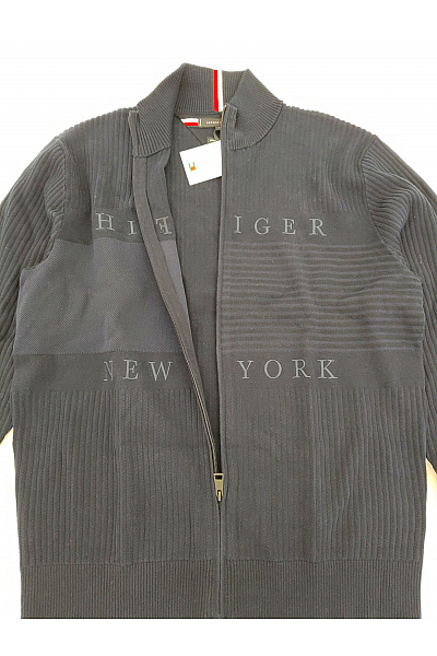 TOMMY HILFIGER Černý pletený žebrovaný pánský svetr na zip se stojáčkem Vel. XXL | TOMMY HILFIGER | obrázek 5