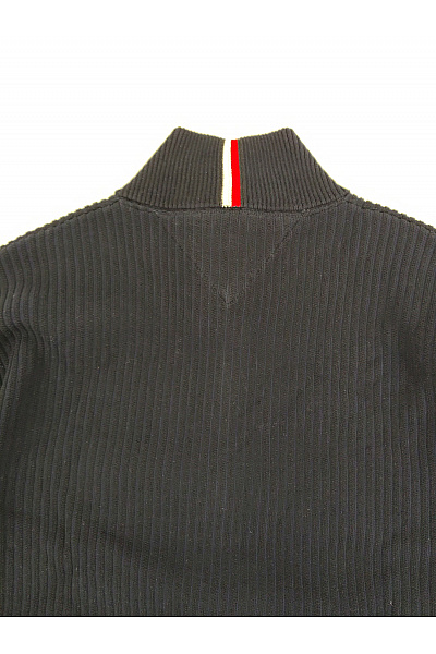 TOMMY HILFIGER Černý pletený žebrovaný pánský svetr na zip se stojáčkem Vel. XXL | TOMMY HILFIGER | obrázek 7