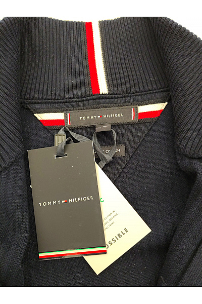 TOMMY HILFIGER Černý pletený žebrovaný pánský svetr na zip se stojáčkem Vel. XXL | TOMMY HILFIGER | obrázek 9