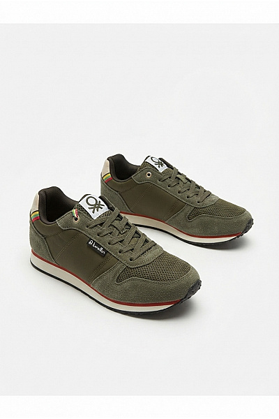 BENETTON Tenisky United Colors Of Rainbow-Dyed Low-Top Lace-Up Shoes Khaki Vel. EU 41
